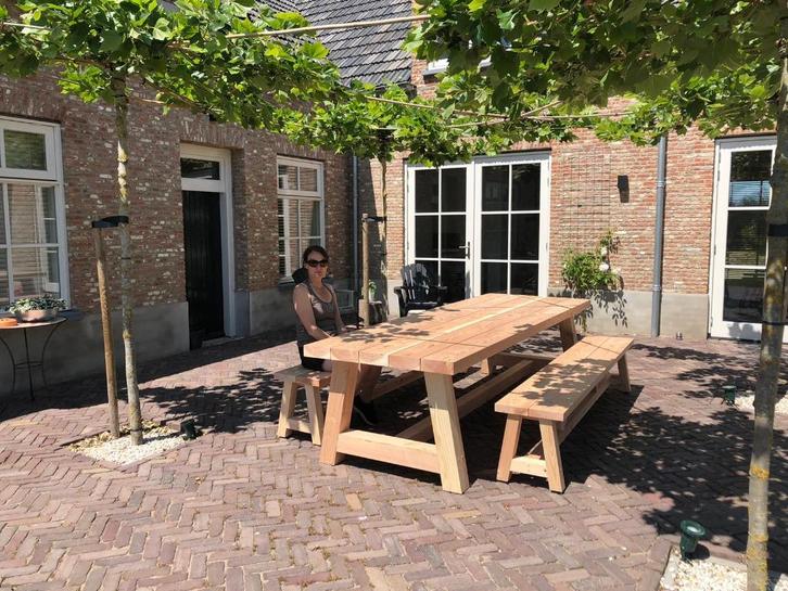 Op voorraad €595,- grote robuuste douglas tuintafel 295x97x7, Tuin en Terras, Tuintafels, Nieuw, Rechthoekig, Hout, Ophalen of Verzenden