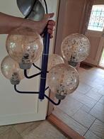Jaren 70 lamp paars met 6 glazen bollen incl peertjes, Ophalen, Gebruikt, 70er jaren, Glas