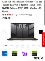ASUS TUF Gaming F17 FX707ZM HX011W - Gaming Laptop, Computers en Software, Windows Laptops, Gebruikt, Met videokaart, 2 tot 3 Ghz