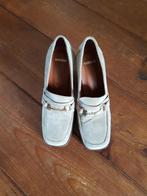 Groene suède loafer met hak van Manfield, maat 40, Ophalen of Verzenden, Schoenen met hoge hakken, Manfield, Gedragen