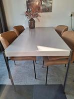 Degelijke eettafel, lichtgrijs, 160cm x 80cm, Ophalen, Gebruikt, 50 tot 100 cm, 150 tot 200 cm