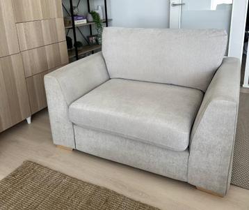 Comfortabele fauteuil / kleine 2-zitsbank – lichtgrijs/beige