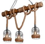 Nieuwe grote Bamboe lamp met touw en 3 lampen nieuw, Huis en Inrichting, Hout, Nieuw, 75 cm of meer, Bamboe lamp