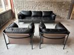 HAY Can 3-zitsbank zwart | HAY Can 3-seater black leather, Huis en Inrichting, Ophalen, Metaal, Gebruikt, 75 tot 100 cm