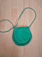 Vintage groen lederen handtasje met schouderhengsel, Sieraden, Tassen en Uiterlijk, Tassen | Damestassen, Ophalen of Verzenden