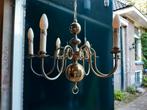 Koperen 6-armige kroonluchter., Huis en Inrichting, Lampen | Kroonluchters, Ophalen, Gebruikt