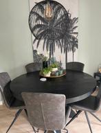 Prachtige eethoek met stoelen d.grijs., Huis en Inrichting, Ophalen of Verzenden, Zo goed als nieuw, 4 tot 6 stoelen