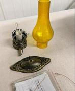 Wandlamp Industrieel olie lamp lantaarn geel glas antiek set, Nieuw, Ophalen of Verzenden, A, Glas