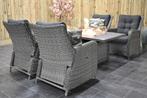 Madrid Verstelbare Loungeset 4 Loungestoelen Genua Vuurtafel, 4 zitplaatsen, Bijzettafel, Nieuw, Ophalen of Verzenden