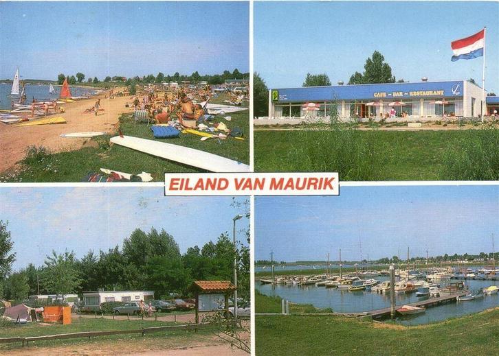 Eiland van Maurik - Recreatieparadijs - 4 afb - 1995 gelopen, Verzamelen, Ansichtkaarten | Nederland, Ongelopen, Noord-Brabant