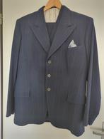 Vintage ('51)Stijlvol blauw herenpak met krijtstreep, maat M, Onbekend, Ophalen of Verzenden, Gedragen, Maat 48/50 (M)