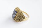 Vintage 14 Karaat Gouden Cluster Saffier Ring, 19 tot 20, Ophalen of Verzenden, Zo goed als nieuw, Met edelsteen