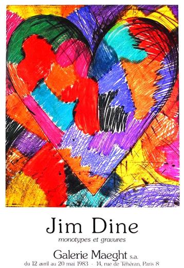 ## Jim Dine ' HART ' # Prachtige Kleurrijke Litho # POP ART beschikbaar voor biedingen