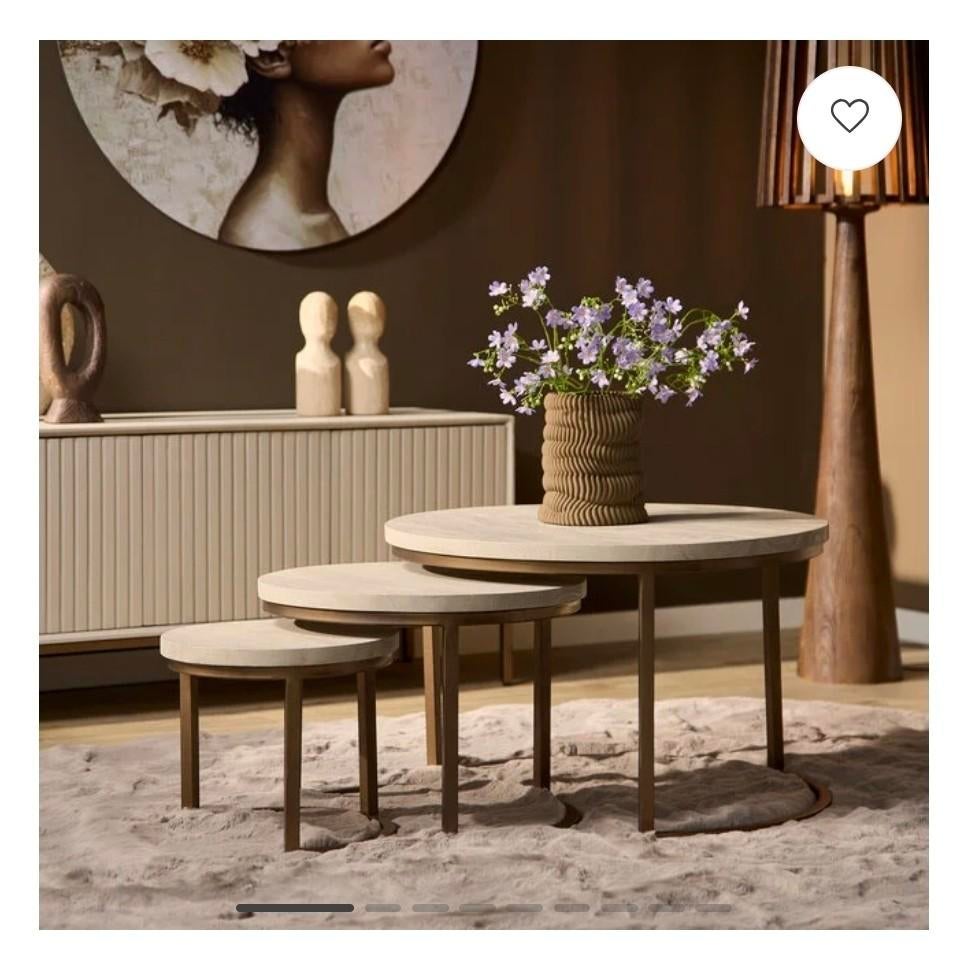 Salontafel Madison met gehard glas set van 3, Huis en Inrichting, Ophalen, 50 tot 100 cm, 50 tot 100 cm, Minder dan 50 cm