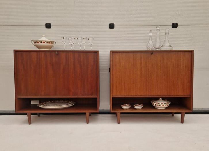 Twee vintage klepkasten met open vak, 100cm, Huis en Inrichting, Kasten | Dressoirs, Gebruikt, 50 tot 100 cm, 25 tot 50 cm, Met klep(pen)