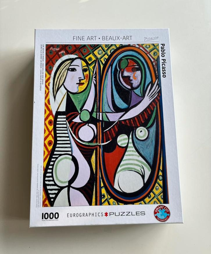Puzzel Pablo Picasso |1000 stukjes | Meisje voot de spiegel, Hobby en Vrije tijd, Denksport en Puzzels, Zo goed als nieuw, Legpuzzel