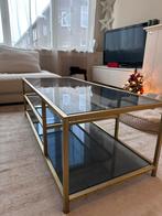 Connelly salontafel, messing en rookglas, gekocht bij MADE, Huis en Inrichting, Ophalen, 100 tot 150 cm, 50 tot 100 cm, Minder dan 50 cm