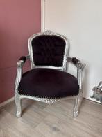 Zilveren kinderstoel Fauteuil met zwarte Bekleding, Ophalen, Minder dan 50 cm, Gebruikt, Minder dan 75 cm
