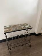 Vintage Bijzettafel met Tegels, 45 tot 60 cm, Gebruikt, Metaal of Aluminium, Rechthoekig