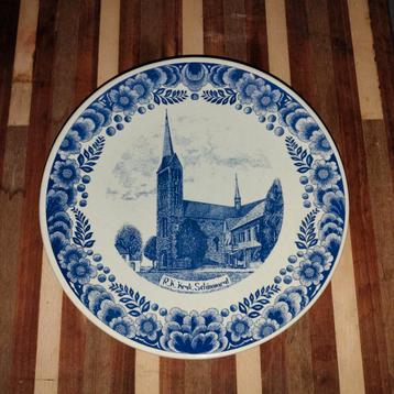 Delfts Blauw Bord - Kerk Schimmert beschikbaar voor biedingen