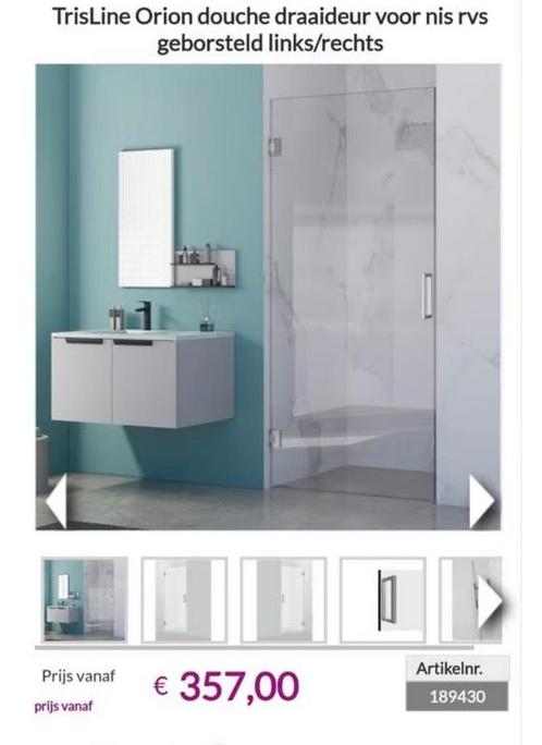 Trisline orion douchedeur 90cm, Doe-het-zelf en Verbouw, Sanitair, Nieuw, Douche, Chroom, Glas, Rvs, Ophalen
