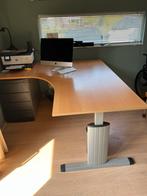 Hoekbureau beuken inclusief ladenblok, Ophalen of Verzenden, In hoogte verstelbaar, Zo goed als nieuw, Bureau