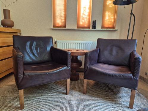 Set Coppola Fauteuils van Label (Gerard van den Berg), Huis en Inrichting, Fauteuils, Gebruikt, Hout, Leer, 50 tot 75 cm, Minder dan 75 cm