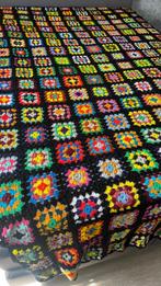 Kleurrijke Gehaakte Deken /  retro vintage 140x220, Ophalen, Overige kleuren, Tweepersoons, Deken of Dekbed