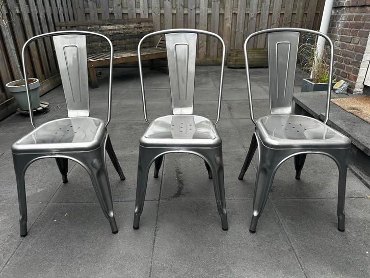 Metalen Eetkamerstoel / Cafe Stoel, Huis en Inrichting, Stoelen, Gebruikt, Eén, Metaal, Grijs, Ophalen