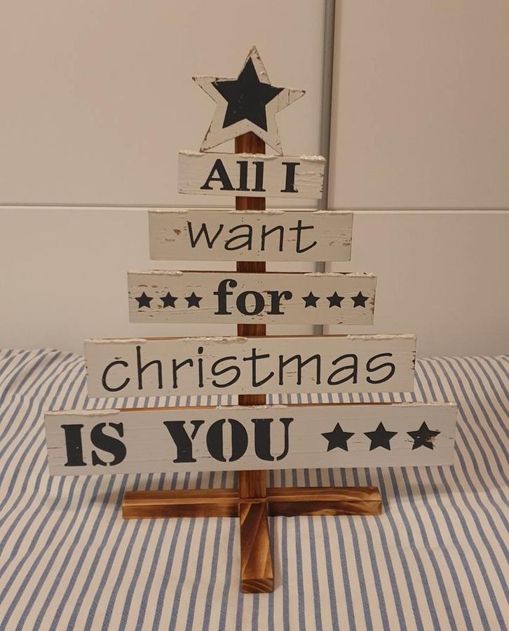 Kerstdecoratie houten kerstboom met tekst zgan, Diversen, Kerst, Zo goed als nieuw, Ophalen of Verzenden