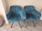 4x Luxe velvet groenblauwe eetkamerstoelen, Huis en Inrichting, Stoelen, Ophalen, Overige kleuren, Zo goed als nieuw, Luxe/modern