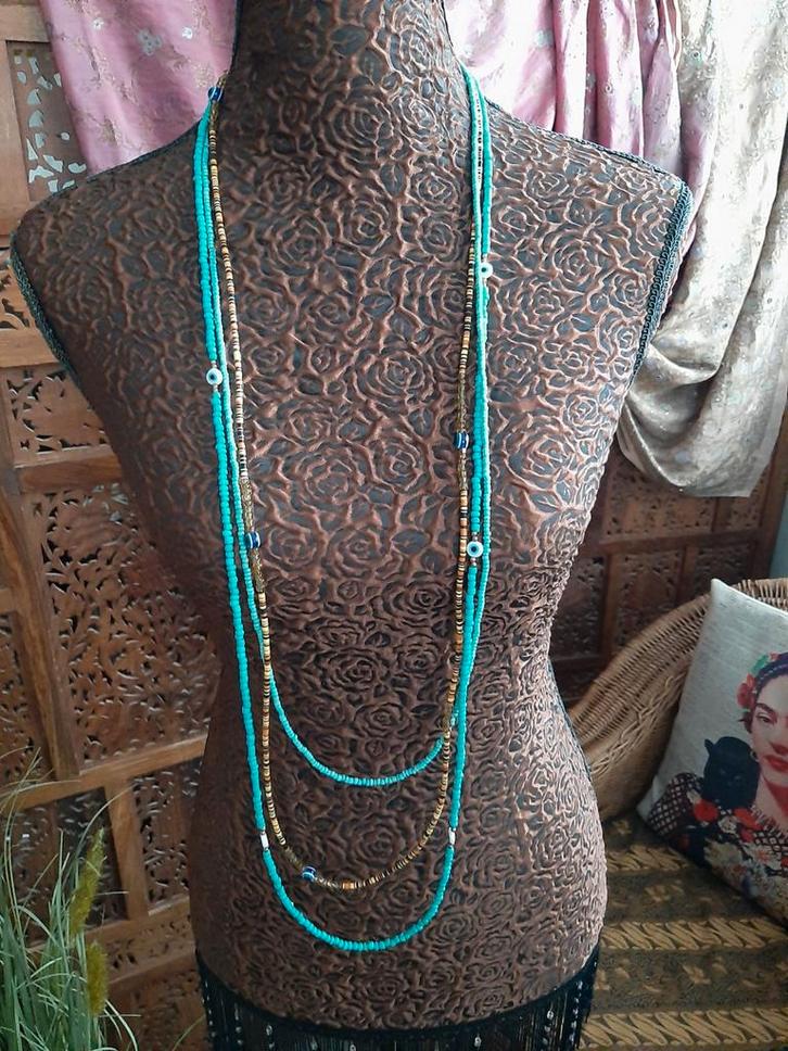 Nieuw in 1 koop!IBIZA/3 mooie lange kettingen+Turkse oogjes, Sieraden, Tassen en Uiterlijk, Kettingen, Nieuw, Ophalen of Verzenden