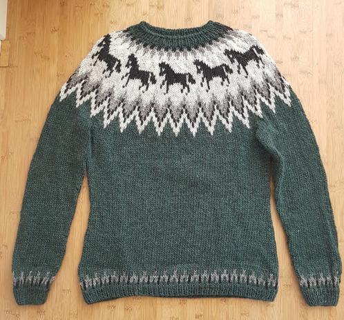 Nieuwe handgebreide ijslandse wollen trui maat M, Kleding | Dames, Truien en Vesten, Nieuw, Maat 38/40 (M), Groen, Ophalen of Verzenden