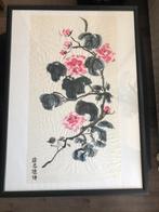 Chinees schilderij op zijde. Bloemen en vogel,, Antiek en Kunst, Verzenden