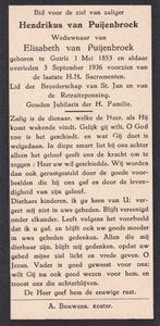 Puijenbroek Hendrikus 1853 Goirle 1936, Ophalen of Verzenden, Bidprentje