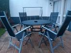 Tuinset met 4 stoelen en ronde tafel, Tuin en Terras, Ophalen, 4 zitplaatsen, Gebruikt, Aluminium