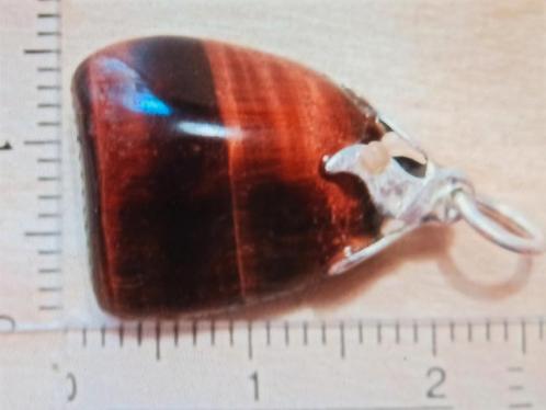 Zilveren hanger met een tijger oog steen., Sieraden, Tassen en Uiterlijk, Kettinghangers, Nieuw, Steen of Mineraal, Overige voorstellingen
