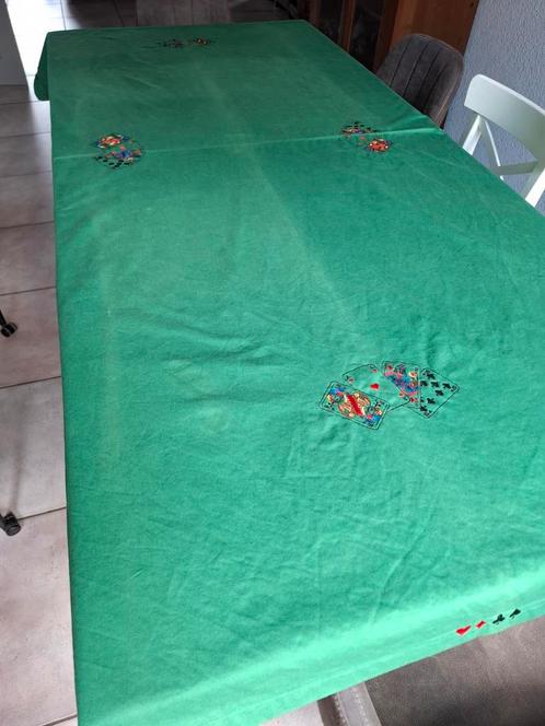 Groen Speelkaarten Tafelkleed, Huis en Inrichting, Tafelkleden, Gebruikt, Rechthoek, Binnen, Ophalen