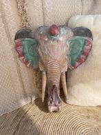 Nieuw houten olifantenkop gekleurd, Huis en Inrichting, Woonaccessoires | Wanddecoraties, Ophalen of Verzenden, Nieuw