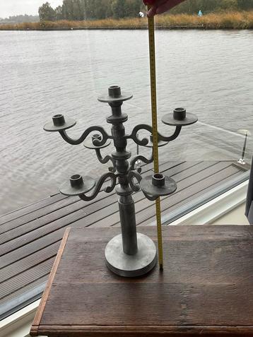 Zware Tinnen Kandelaar - 5 Armen beschikbaar voor biedingen