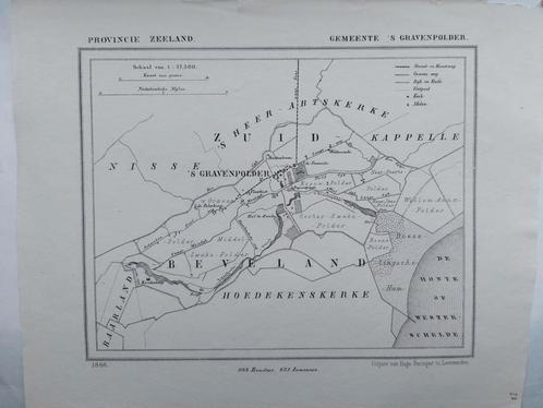 23 / 's Gravenpolder Hoedekenskerke Litho uit 1866 J. Kuyper, Antiek en Kunst, Kunst | Litho's en Zeefdrukken, Ophalen of Verzenden