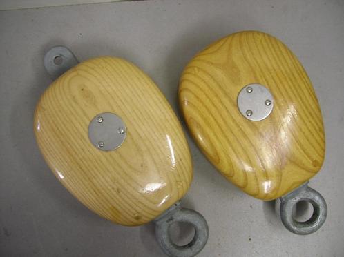 Grote houten Blokken, Katrollen voor staaldraad en/of touw, Watersport en Boten, Accessoires en Onderhoud, Nieuw, Lijn of Blok