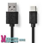 USB Kabel 2.0, USB C male - A male 3 m, USB-C kabel Zwart