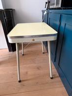 Vintage stalen tafel Home Brabantia Steel, lichtgeel, Ophalen, Gebruikt, 50 tot 100 cm, Tot twee personen