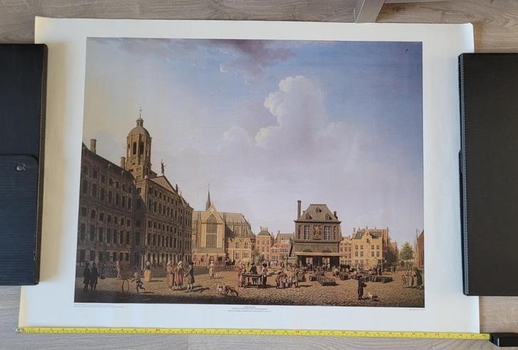 Poster Gezicht op de Dam, Ouwater 1750-1793, Verzamelen, Posters, Gebruikt, Overige onderwerpen, Deurposter of groter, Rechthoekig Liggend