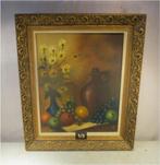 Mooi Geschilderd Werk 'Bloemen Fruit en Pot' - gesigneerd, Antiek en Kunst, Kunst | Schilderijen | Klassiek, Ophalen of Verzenden