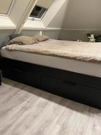 IKEA Bed 140x200 Zwart – 4 Grote Lades + Matras Optioneel, Ophalen, Zwart, Tweepersoons, 140 cm