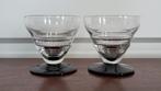 Art Deco set glazen met zwarte voet H 7 cm en D 7 cm, Antiek en Kunst, Antiek | Glas en Kristal, Ophalen of Verzenden