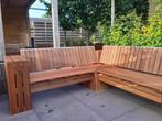 Design lounge set van hardhout doorlopend model 2m lang, Ophalen, Nieuw, Teakhout