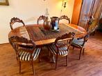 Antieke Biedermeier Eethoek: mahonie eettafel met 6 stoelen, Antiek en Kunst, Ophalen